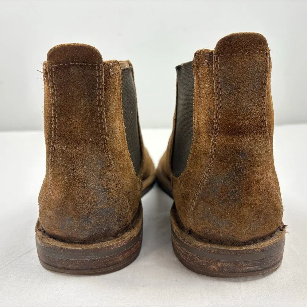 H S Trask Britton Chelsea Waxed Suede Boots 8M  Brown Vibram Soles EUC